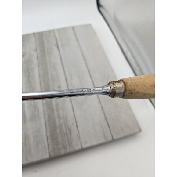 Vintage EKCO A&J Slotted Serving spoon Wood Handle 12" - Picture 7 of 9